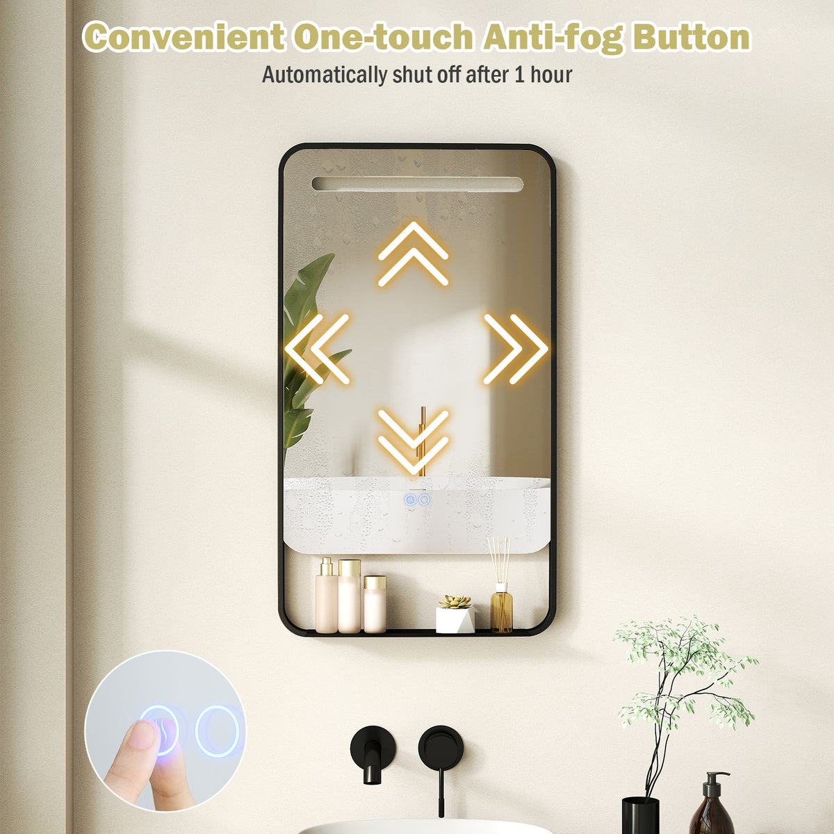 LED Bathroom Mirror with Anti-Fog Function and Adjustable Brightness