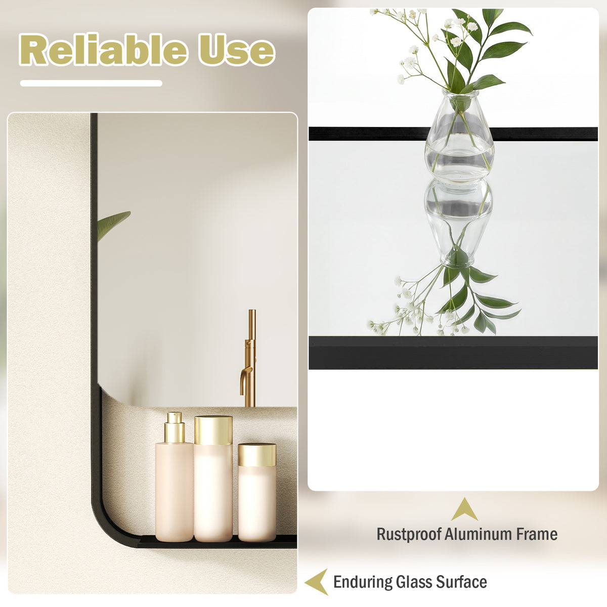LED Bathroom Mirror with Anti-Fog Function and Adjustable Brightness