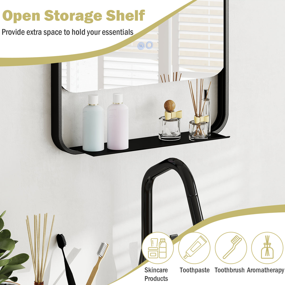 LED Bathroom Mirror with Anti-Fog Function and Adjustable Brightness
