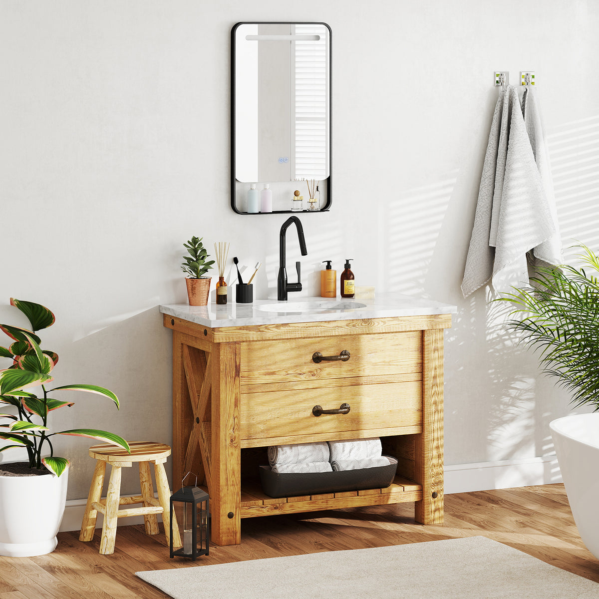 LED Bathroom Mirror with Anti-Fog Function and Adjustable Brightness