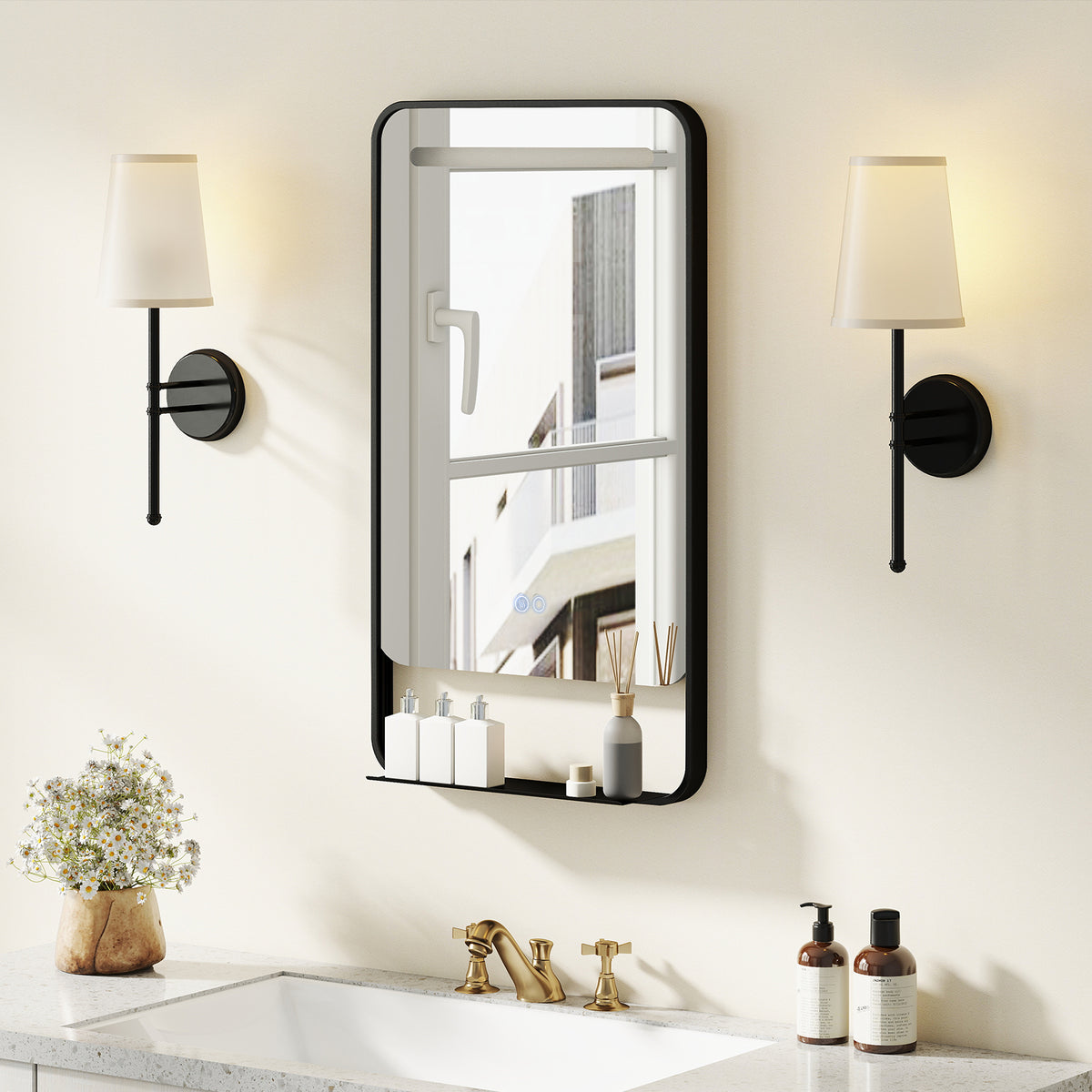 LED Bathroom Mirror with Anti-Fog Function and Adjustable Brightness