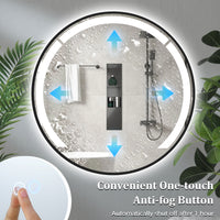 Aluminum Framed Circle Vanity Mirror with Anti-Fog Function and 3 Light Colors