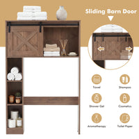 Giantex Over The Toilet Storage Cabinet, Freestanding Bathroom Organizer with Sliding Barn Door & Storage Shelves
