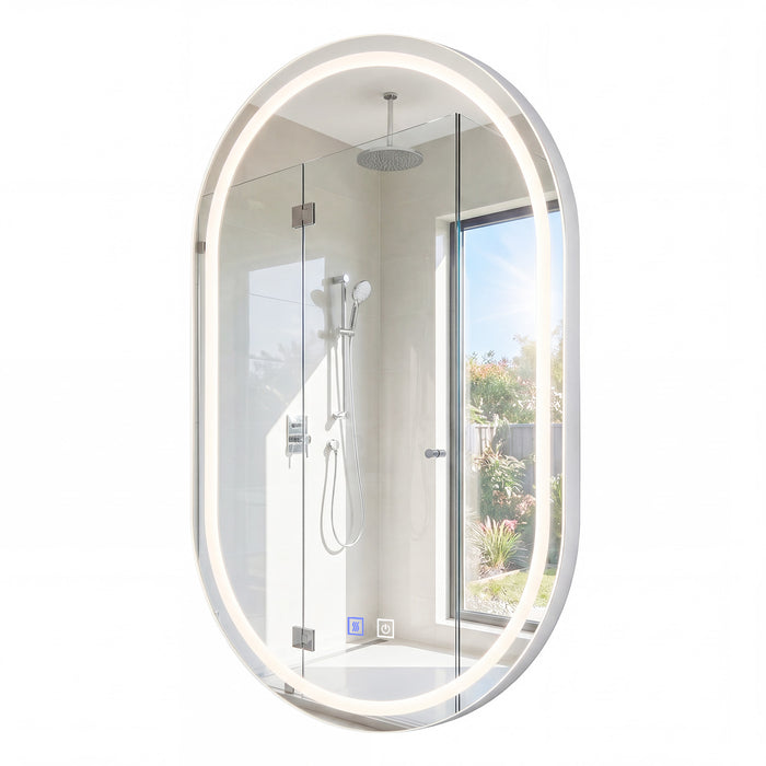 80 x 50 cm Oval LED Bathroom Mirror Wall-Mounted Backlit Vanity Mirror