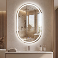 80 x 50 cm Oval LED Bathroom Mirror Wall-Mounted Backlit Vanity Mirror