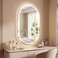 80 x 50 cm Oval LED Bathroom Mirror Wall-Mounted Backlit Vanity Mirror