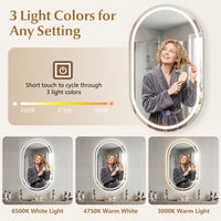 80 x 50 cm Oval LED Bathroom Mirror Wall-Mounted Backlit Vanity Mirror