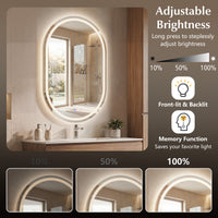 80 x 50 cm Oval LED Bathroom Mirror Wall-Mounted Backlit Vanity Mirror
