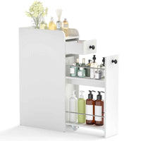 Giantex Slim Storage Cabinet, Narrow Bathroom Cabinet w/Slide Out Drawer & Spacious Top