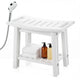 HDPE Shower Chair with Storage Shelf Handles and Shower Head Holder