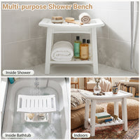 HDPE Shower Chair with Storage Shelf Handles and Shower Head Holder