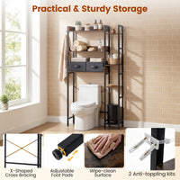 Over the Toilet Storage Rack with 2 Fabric Drawers and 4 Hooks for Bathroom