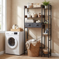 Over the Toilet Storage Rack with 2 Fabric Drawers and 4 Hooks for Bathroom