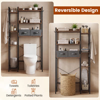 Over the Toilet Storage Rack with 2 Fabric Drawers and 4 Hooks for Bathroom