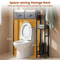 Over the Toilet Storage Rack with 2 Fabric Drawers and 4 Hooks for Bathroom