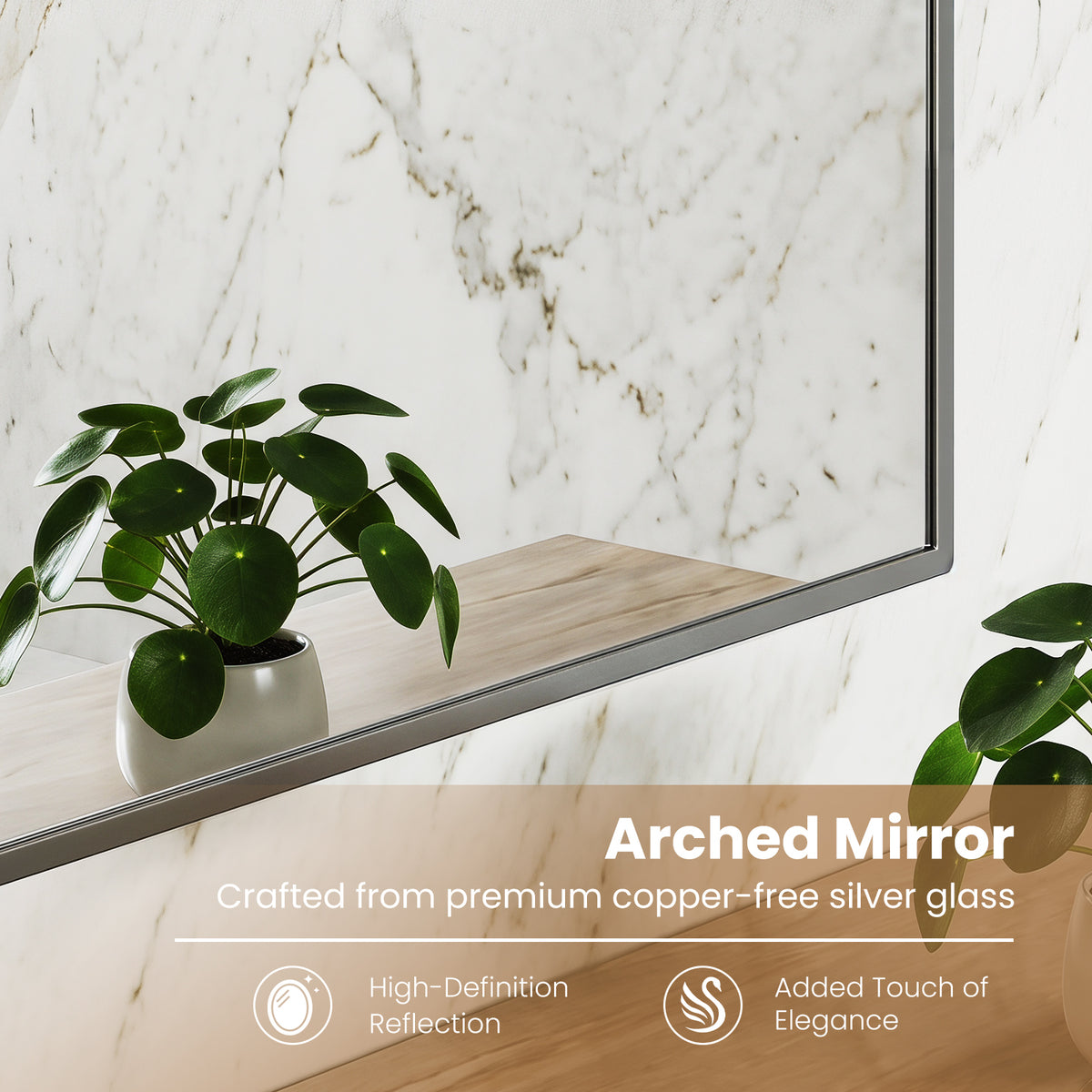 Medicine Cabinet for Bathroom, 34" x 22" Brushed Metal Wall-Mounted Storage Cabinet with Arched Mirror