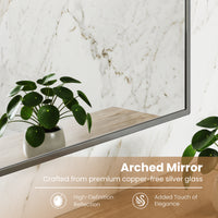 Medicine Cabinet for Bathroom, 34" x 22" Brushed Metal Wall-Mounted Storage Cabinet with Arched Mirror