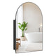 Medicine Cabinet for Bathroom, 34" x 22" Brushed Metal Wall-Mounted Storage Cabinet with Arched Mirror