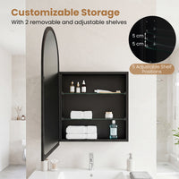 Medicine Cabinet for Bathroom, 34" x 22" Brushed Metal Wall-Mounted Storage Cabinet with Arched Mirror