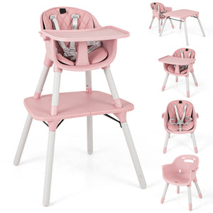 5 in 1 Convertible Baby High Chair, Infant Dining Chair Booster Seat w/Removable Tray