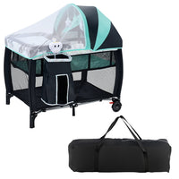 Portable Baby Bassinet, 3 In 1 Foldable Travel Cot w/ Canopy & Detachable Net