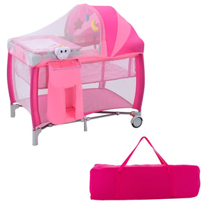 Portable Baby Bassinet, 3 In 1 Foldable Travel Cot w/ Canopy & Detachable Net