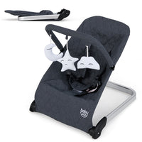 Baby Bouncer, Foldable Baby Rocker with 5-Point Safety Harness, Removable Fabric Cover and Toy Bar