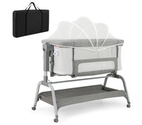 4 in 1 Rocking Baby Bassinet with 6 Adjustable Heights and Storage Basket