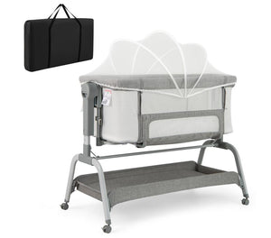 4 in 1 Rocking Baby Bassinet with 6 Adjustable Heights and Storage Basket