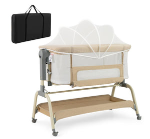 4 in 1 Rocking Baby Bassinet with 6 Adjustable Heights and Storage Basket