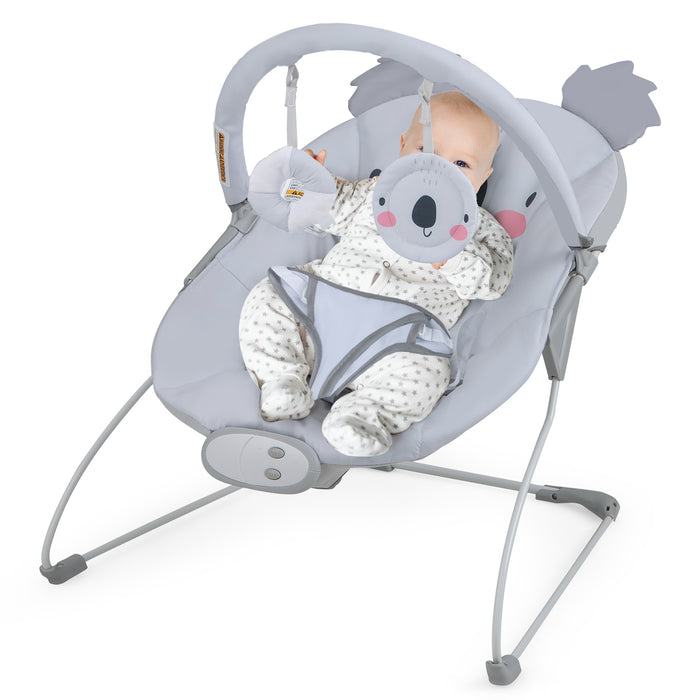 Portable Baby Bouncer, Infant Rocker Seat w/Detachable Toy Bar, Machine Washable Cover, Music & Vibration