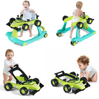 4-in-1 Baby Walker, Foldable Activity Car Baby Walker w/3 Adjustable Height