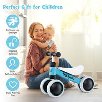 Baby Balance Bike, No Pedal Infant 4 Wheels Bicycle with Non-slip Handlerbar & Padded Saddle Seat, 135° Safe Limit Steer Walker Bike