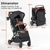 Lightweight Baby Stroller with Adjustable Backrest and Footmuff