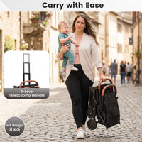 Lightweight Baby Stroller with Adjustable Backrest and Footmuff