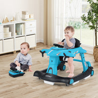 6-in-1 Baby Walker, Foldable Push Walker with Adjustable Height & Speed, Padded Seat