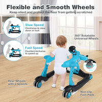6-in-1 Baby Walker, Foldable Push Walker with Adjustable Height & Speed, Padded Seat