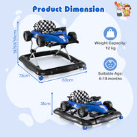 4-in-1 Baby Push Walker, Activity Center w/ 3-Level Adjustable Height, Padded Seat Steering Wheel & Music Box