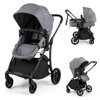 2-in-1 Foldable Baby Stroller with Reversible Seat and Adjustable Backrest