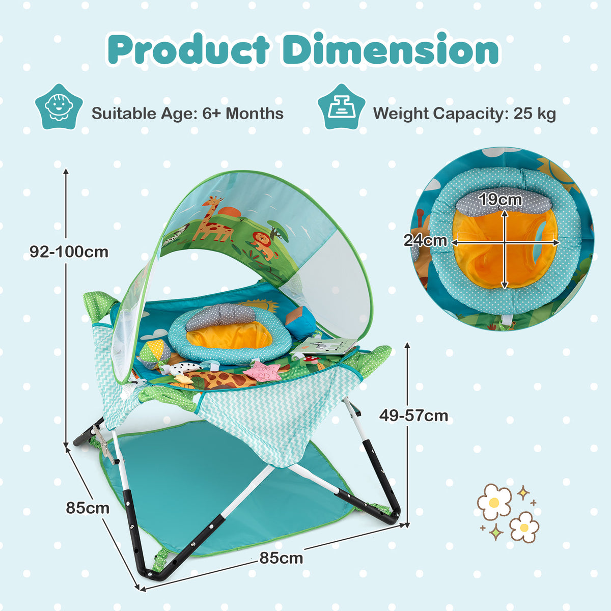 Foldable Portable Baby Jumper, Blue/Pink