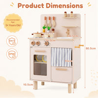 Wooden Play Kitchen for Kids, Role-Play Gift for Boys & Girls Ages 3+