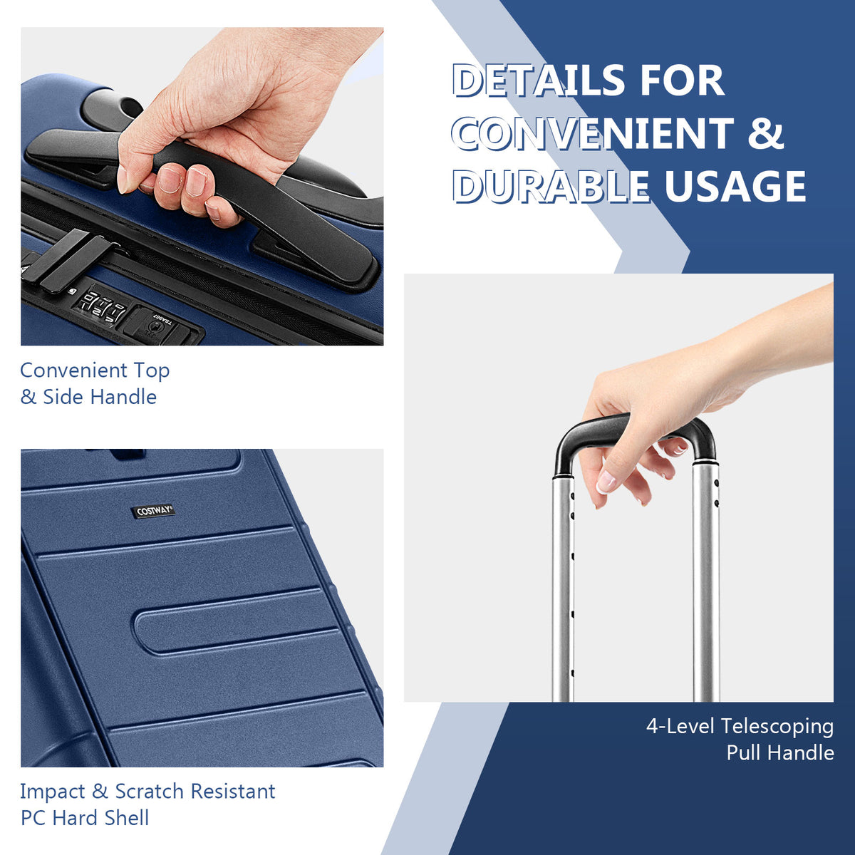 Lightweight PC Hardside Suitcase w/Double TSA Lock
