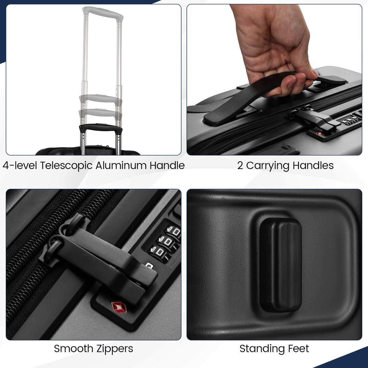 Lightweight PC Hardside Suitcase w/Double TSA Lock