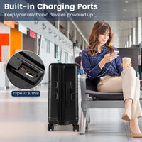 Lightweight PC Hardside Suitcase w/Double TSA Lock