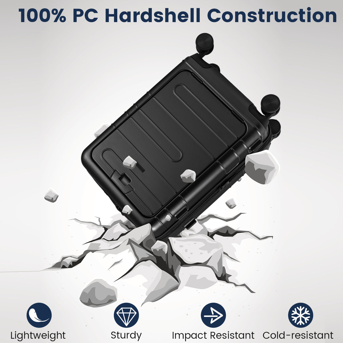 Lightweight PC Hardside Suitcase w/Double TSA Lock