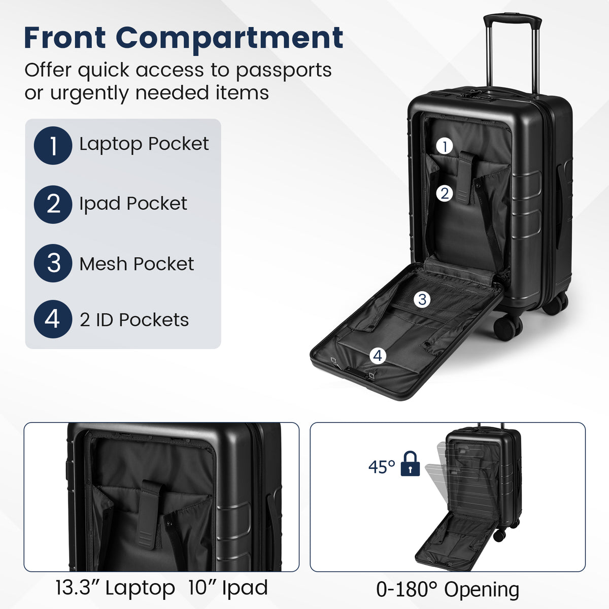 Lightweight PC Hardside Suitcase w/Double TSA Lock