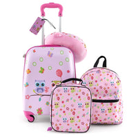 5 Piece Kids Luggage Set with Backpack and Neck Pillow & Name Tag