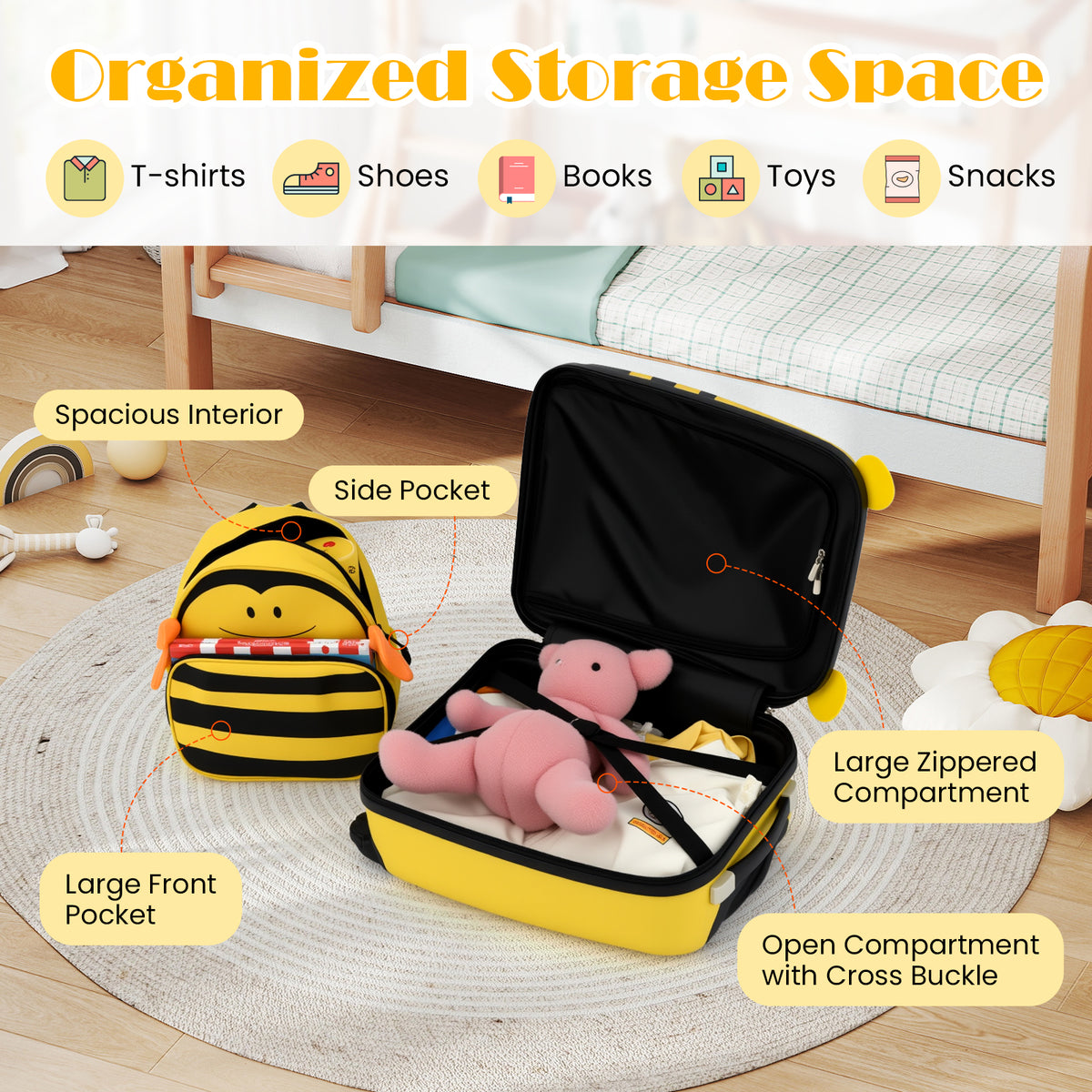 2 PCS Kids Luggage Set on Wheels