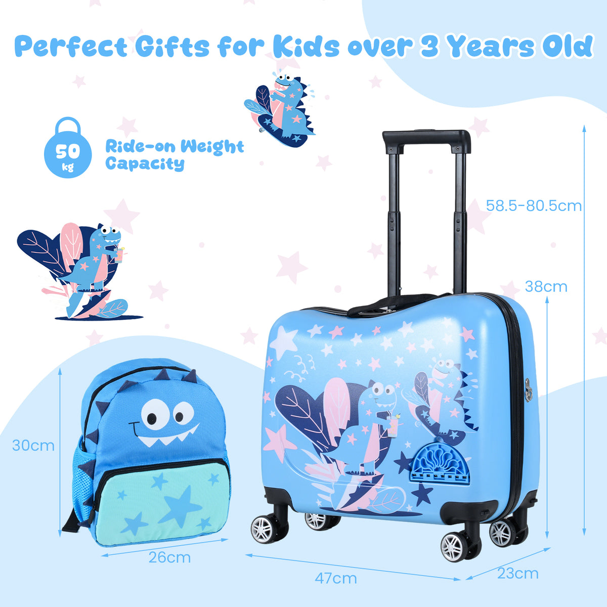 2 Pieces Kid Luggage Set with Spinner Wheels