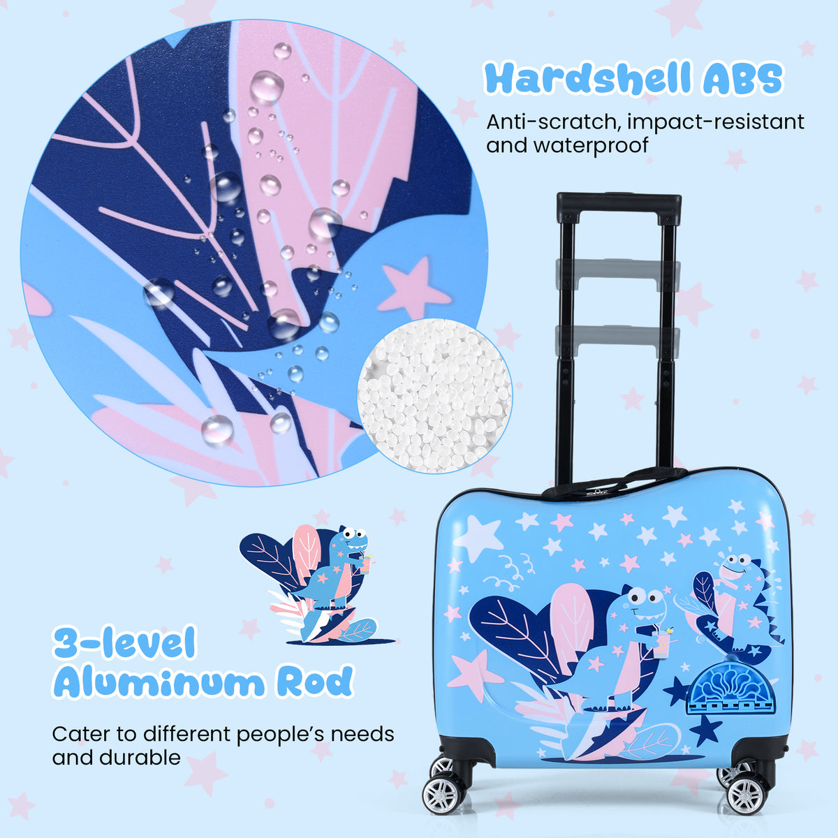 2 Pieces Kid Luggage Set with Spinner Wheels